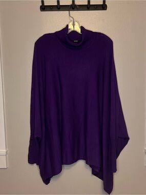 Alfani Deep Purple Batwing Poncho Sweater